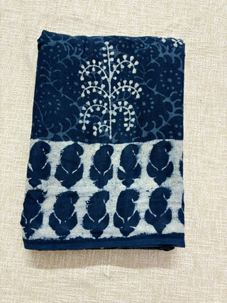 Hand Block Print Cotton Saree with Unstitched Blouse Piece
