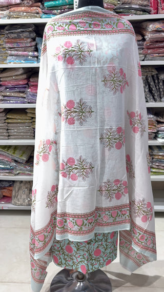 Handblock Cotton Suit Material with Cotton Dupatta