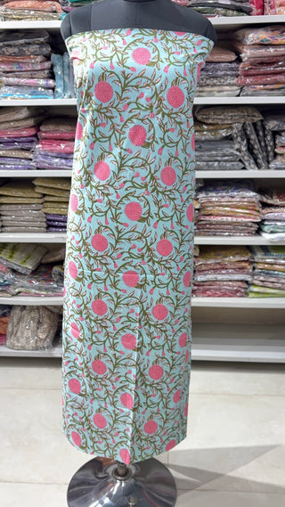 Handblock Cotton Suit Material with Cotton Dupatta