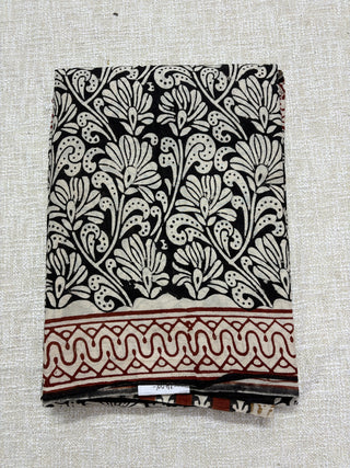 Hand Block Print Cotton Saree with Unstitched Blouse Piece