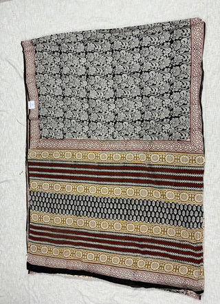 Hand Block Print Cotton Saree with Unstitched Blouse Piece