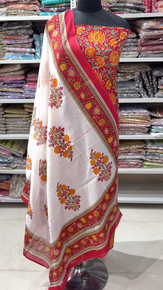 Handblock Cotton Suit Material with Cotton Dupatta