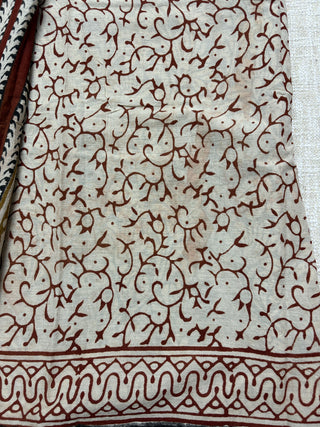 Hand Block Print Cotton Saree with Unstitched Blouse Piece