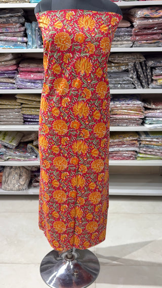 Handblock Cotton Suit Material with Cotton Dupatta