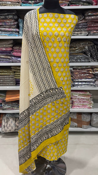 Handblock Cotton Suit Material with Cotton Dupatta