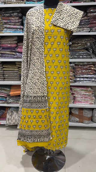 Handblock Cotton Suit Material with Cotton Dupatta