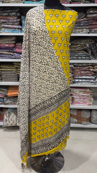 Handblock Cotton Suit Material with Cotton Dupatta