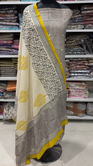 Handblock Cotton Suit Material with Cotton Dupatta