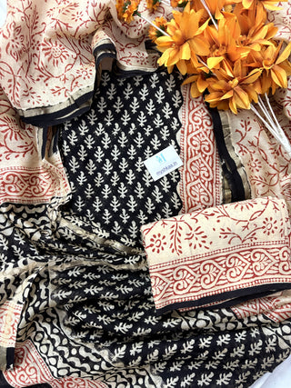Handblock Chanderi Suit Material with Chanderi Dupatta