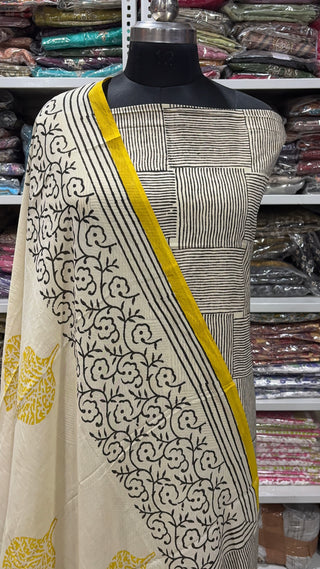 Handblock Cotton Suit Material with Cotton Dupatta