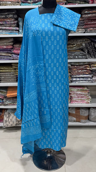 Handblock Cotton Suit Material with Cotton Dupatta