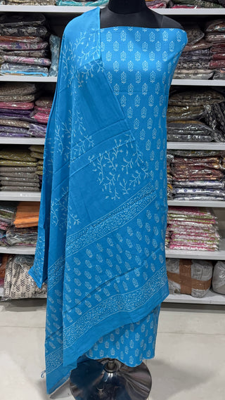 Handblock Cotton Suit Material with Cotton Dupatta