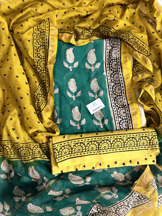 Handblock Chanderi Suit Material with Chanderi Dupatta