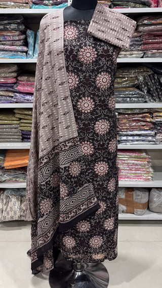 Handblock Cotton Suit Material with Cotton Dupatta