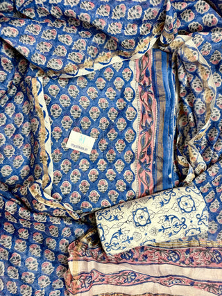 Handblock Chanderi Suit Material with Chanderi Dupatta