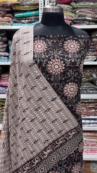 Handblock Cotton Suit Material with Cotton Dupatta