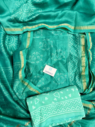 Handblock Chanderi Suit Material with Chanderi Dupatta