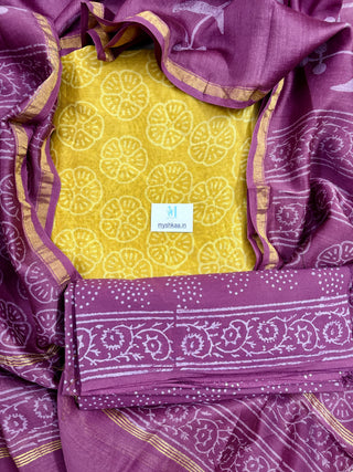 Handblock Chanderi Suit Material with Chanderi Dupatta