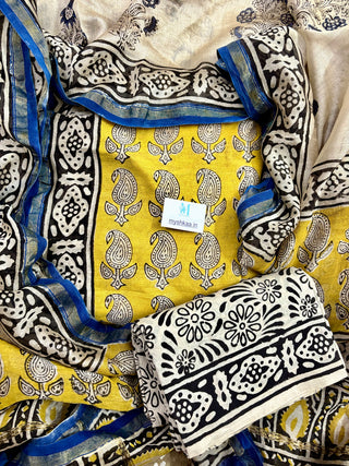 Handblock Chanderi Suit Material with Chanderi Dupatta