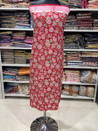 Cotton Handblock Office Wear Suit fabric with Kota doria Dupatta