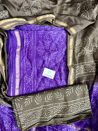 Handblock Chanderi Suit Material with Chanderi Dupatta