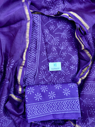 Handblock Chanderi Suit Material with Chanderi Dupatta