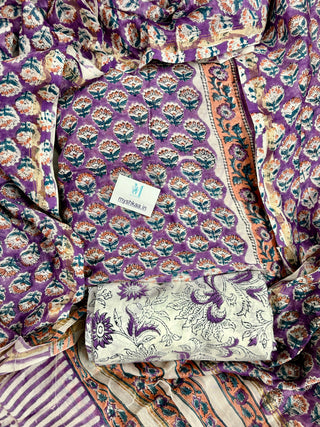 Handblock Chanderi Suit Material with Chanderi Dupatta