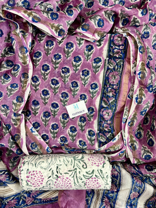 Handblock Chanderi Suit Material with Chanderi Dupatta