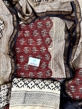 Handblock Chanderi Suit Material with Chanderi Dupatta