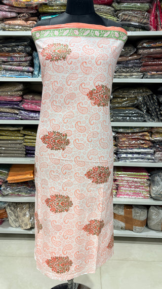 Cotton Handblock Office Wear Suit fabric with Kota doria Dupatta