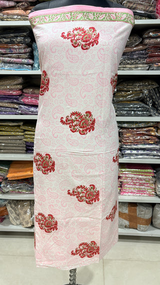 Cotton Handblock Office Wear Suit fabric with Kota doria Dupatta