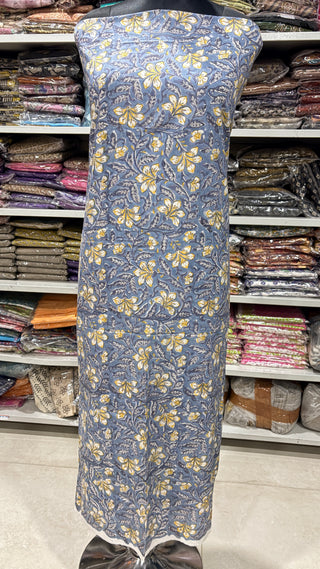 Cotton Handblock Office Wear Suit fabric with Kota doria Dupatta