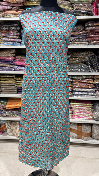 Cotton Handblock Office Wear Suit fabric with Kota doria Dupatta