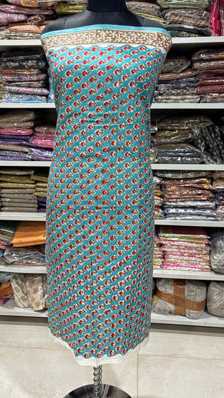 Cotton Handblock Office Wear Suit fabric with Kota doria Dupatta