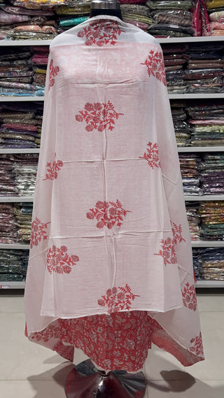 Handblock Cotton Suit Material with Cotton Dupatta