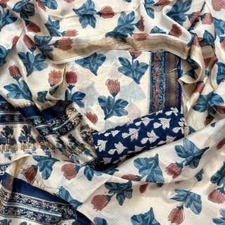 Handblock Maheshwari Suit Material with Maheshwari Dupatta