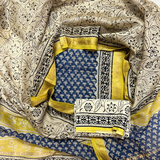 Handblock Maheshwari Suit Material with Maheshwari Dupatta