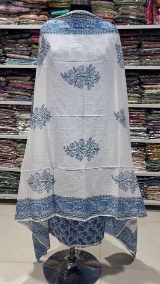 Handblock Cotton Suit Material with Cotton Dupatta