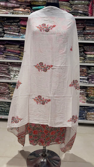 Handblock Cotton Suit Material with Cotton Dupatta