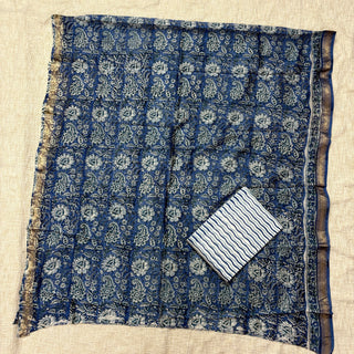 Handblock Maheshwari Suit Material with Maheshwari Dupatta