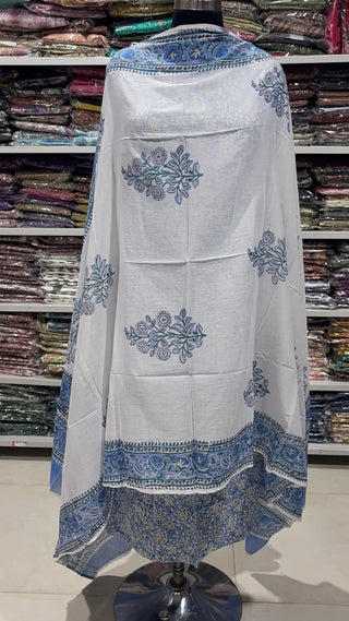 Handblock Cotton Suit Material with Cotton Dupatta