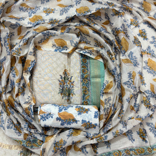 Handblock Maheshwari Suit Material with Maheshwari Dupatta