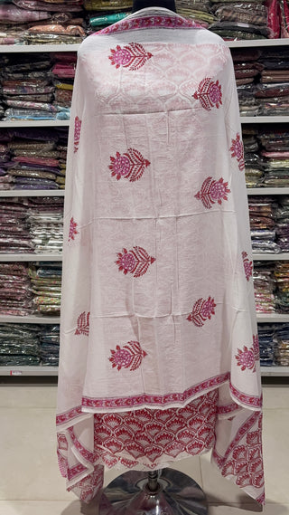 Handblock Cotton Suit Material with Cotton Dupatta