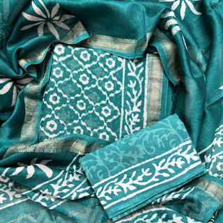 Handblock Maheshwari Suit Material with Maheshwari Dupatta
