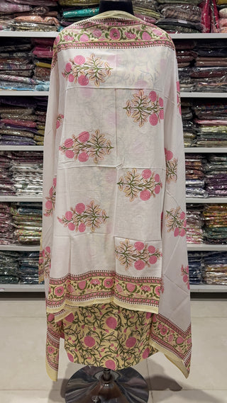 Handblock Cotton Suit Material with Cotton Dupatta