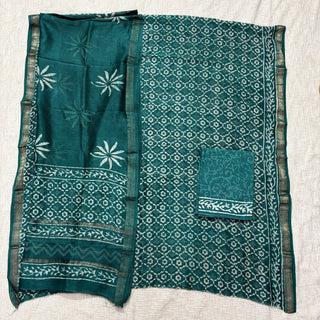 Handblock Maheshwari Suit Material with Maheshwari Dupatta