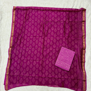 Handblock Maheshwari Suit Material with Maheshwari Dupatta