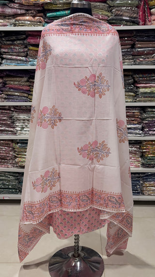 Handblock Cotton Suit Material with Cotton Dupatta