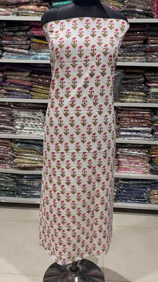 Handblock Cotton Suit Material with Cotton Dupatta