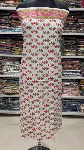 Handblock Cotton Suit Material with Cotton Dupatta